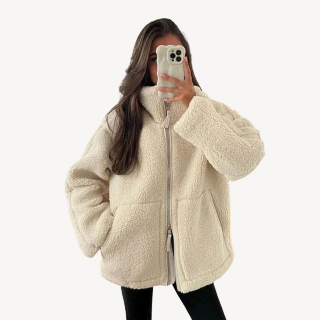 BerlinGlamour | Gezellig fleecejack met rits voor dames 0