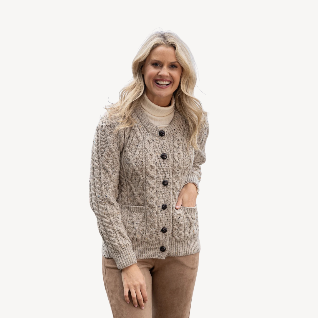 BerlinGlamour | Grofgebreide cardigan met kabelpatroon voor dames 0