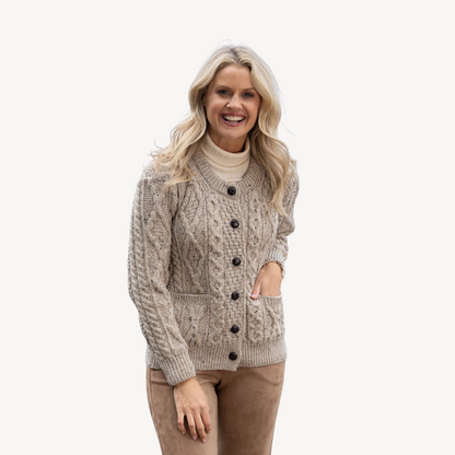 BerlinGlamour | Grofgebreide cardigan met kabelpatroon voor dames 0