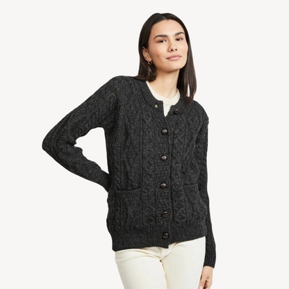 BerlinGlamour | Grofgebreide cardigan met kabelpatroon voor dames 2