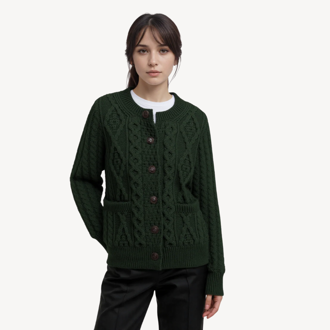 BerlinGlamour | Grofgebreide cardigan met kabelpatroon voor dames 3