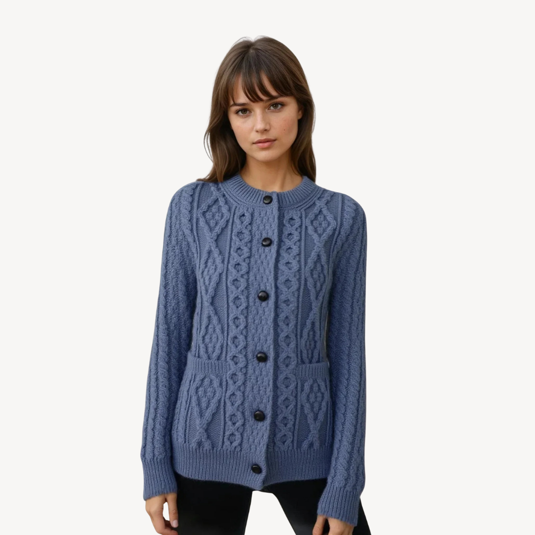 BerlinGlamour | Grofgebreide cardigan met kabelpatroon voor dames 4