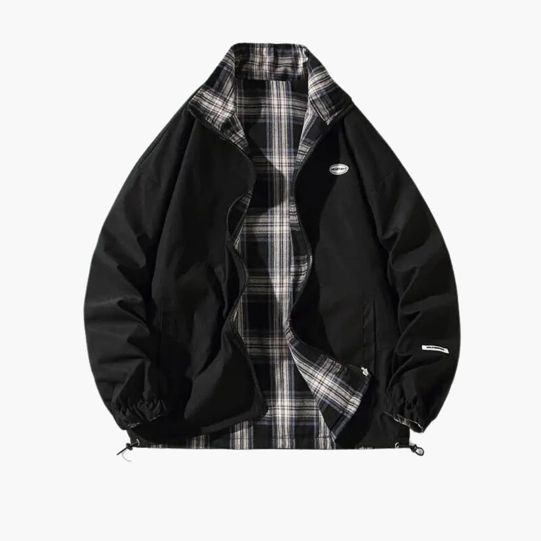 BerlinGlamour | Heren bomberjack met geruite voering en rits 0