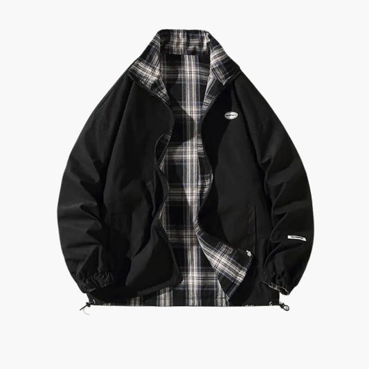 BerlinGlamour | Heren bomberjack met geruite voering en rits 0