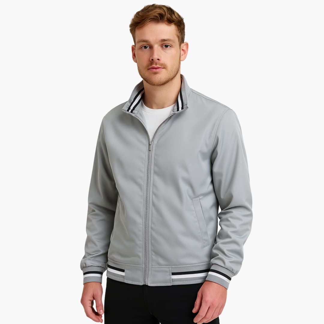 BerlinGlamour | Heren bomberjack met gestreepte details 8