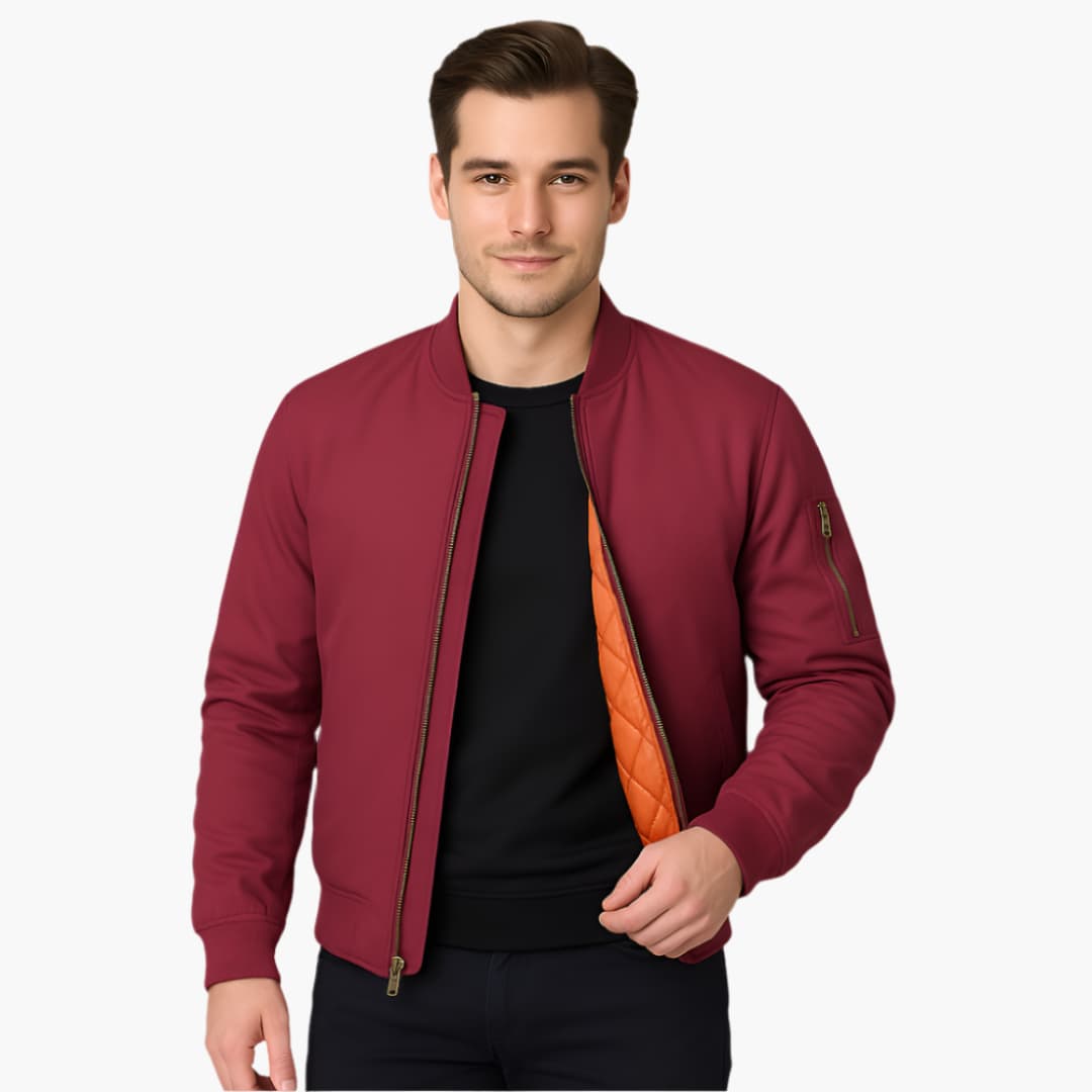 BerlinGlamour | Heren bomberjack met rits en geribbelde manchetten 1