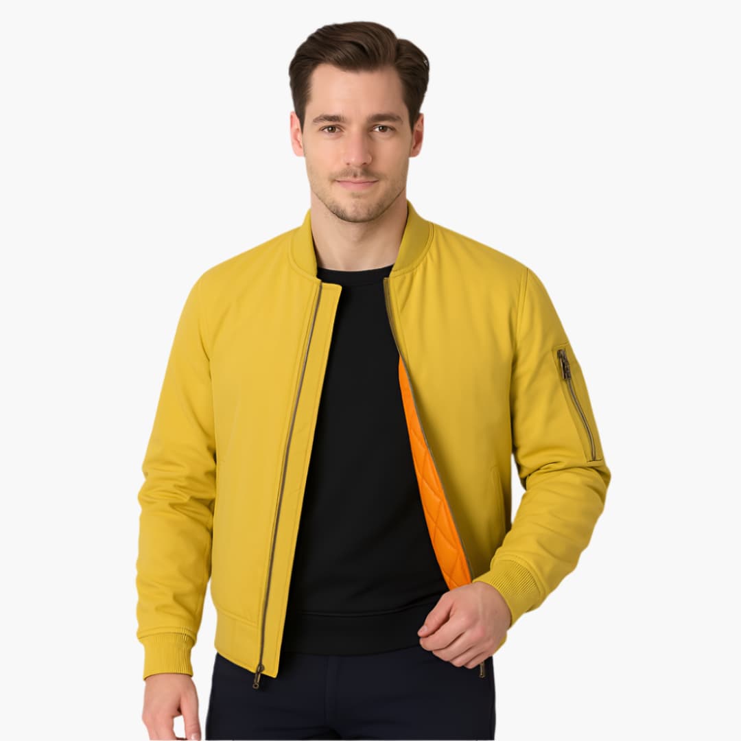 BerlinGlamour | Heren bomberjack met rits en geribbelde manchetten 2