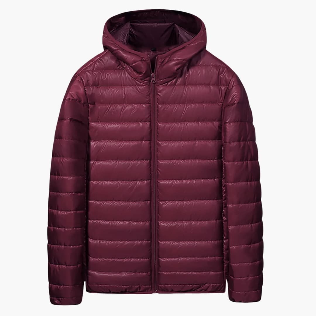 BerlinGlamour | Heren donsjack met gewatteerde capuchon en rits aan de voorkant 0