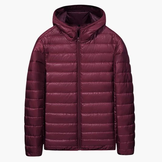 BerlinGlamour | Heren donsjack met gewatteerde capuchon en rits aan de voorkant 0