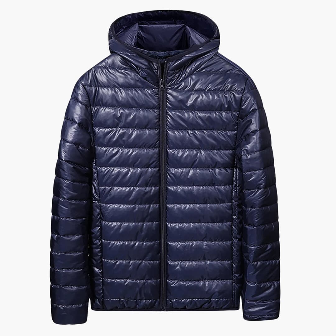 BerlinGlamour | Heren donsjack met gewatteerde capuchon en rits aan de voorkant 2