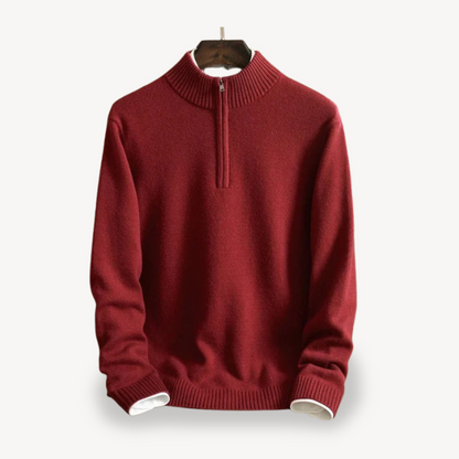 BerlinGlamour | Heren gebreide trui met kwartrits en hoge kraag 0