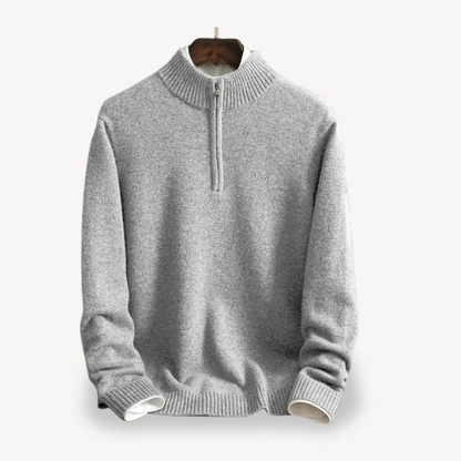 BerlinGlamour | Heren gebreide trui met kwartrits en hoge kraag 5