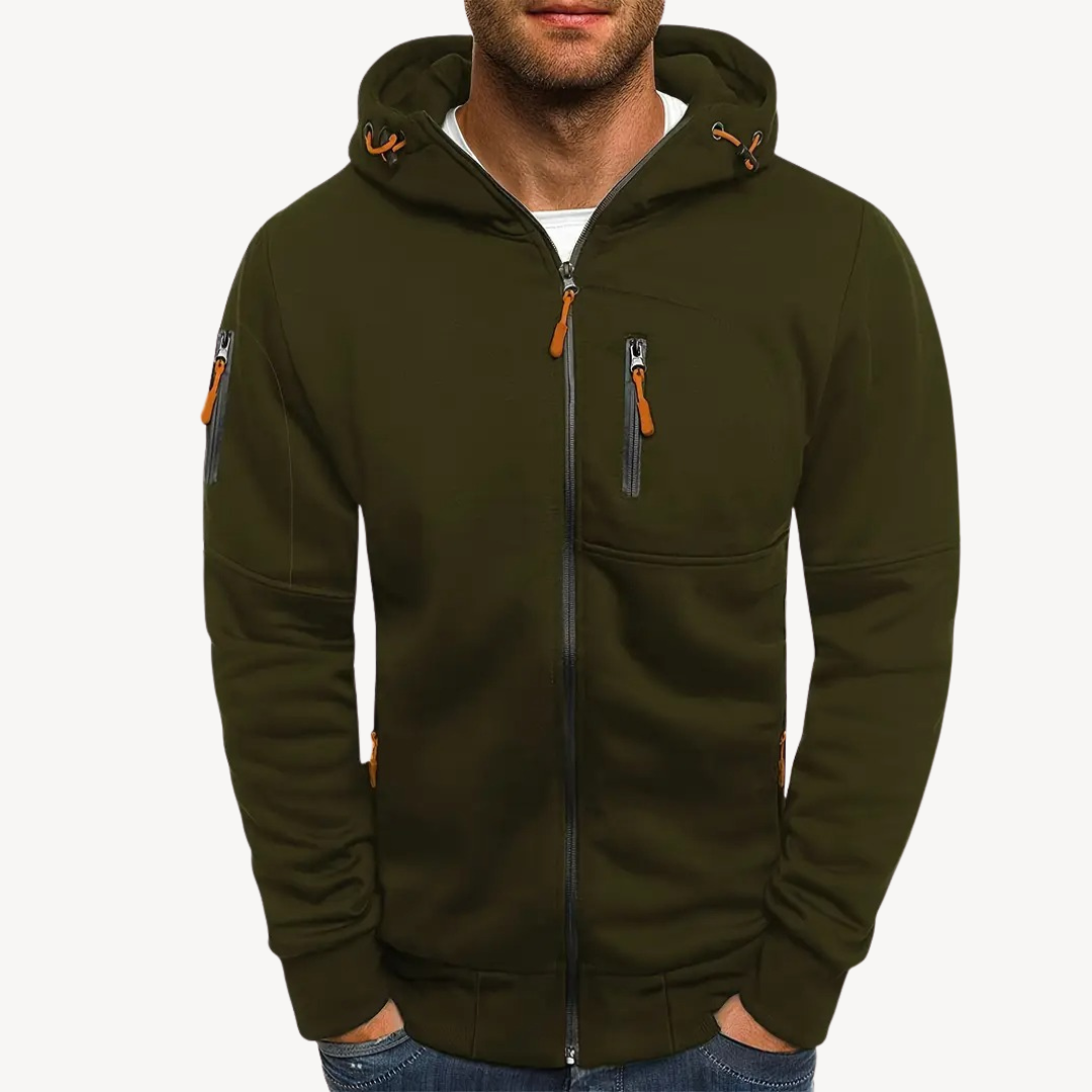 BerlinGlamour | Heren hoodie met rits van katoenfleece 3
