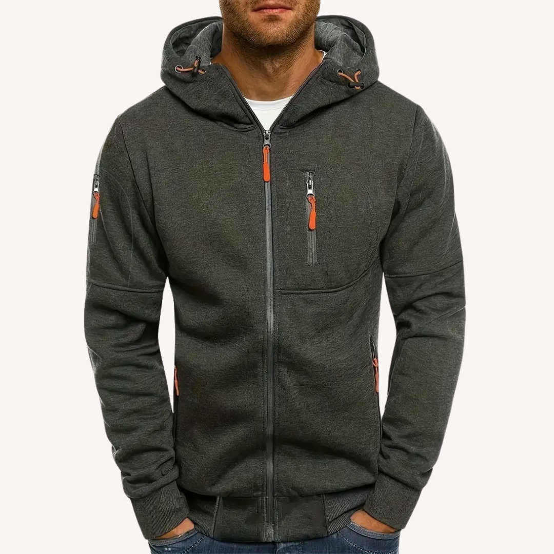 BerlinGlamour | Heren hoodie met rits van katoenfleece 4