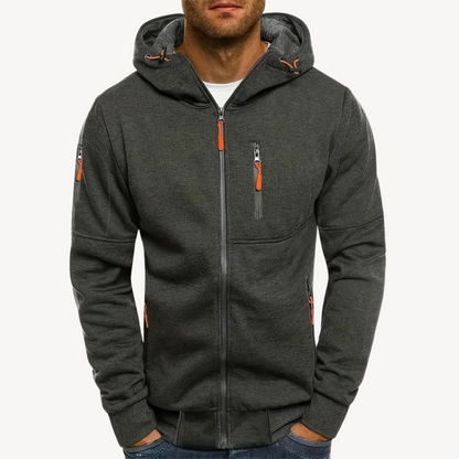 BerlinGlamour | Heren hoodie met rits van katoenfleece 4