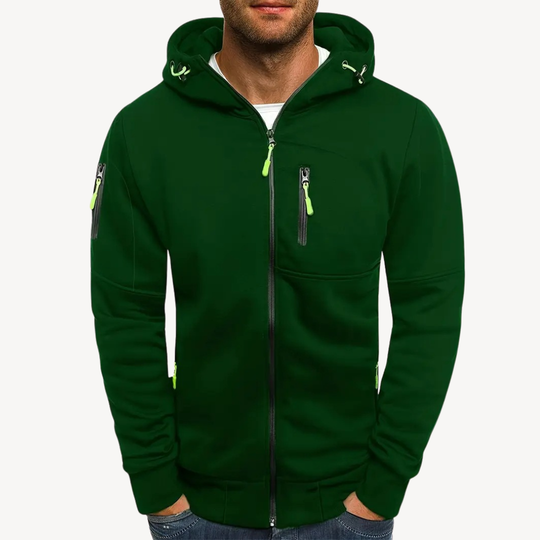 BerlinGlamour | Heren hoodie met rits van katoenfleece 5