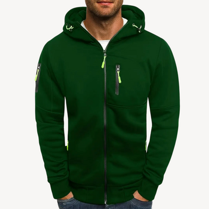 BerlinGlamour | Heren hoodie met rits van katoenfleece 5