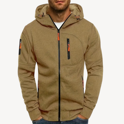 BerlinGlamour | Heren hoodie met rits van katoenfleece 6