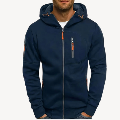 BerlinGlamour | Heren hoodie met rits van katoenfleece 8