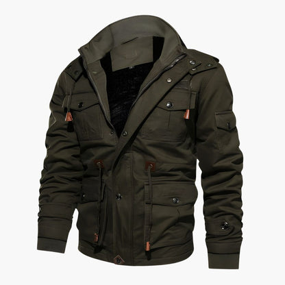 BerlinGlamour | Heren militair jack met capuchon en meerdere zakken 3