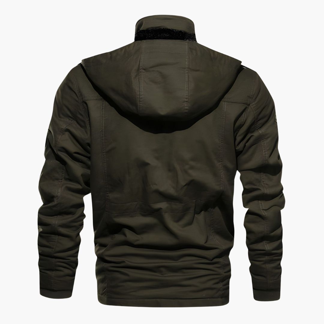 BerlinGlamour | Heren militair jack met capuchon en meerdere zakken 5