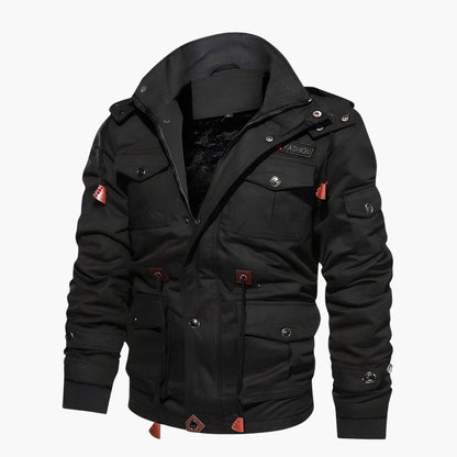 BerlinGlamour | Heren militair jack met capuchon en meerdere zakken 6