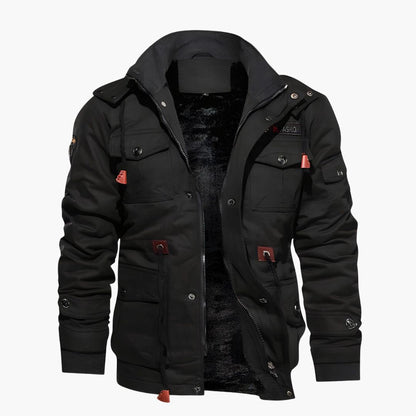 BerlinGlamour | Heren militair jack met capuchon en meerdere zakken 7