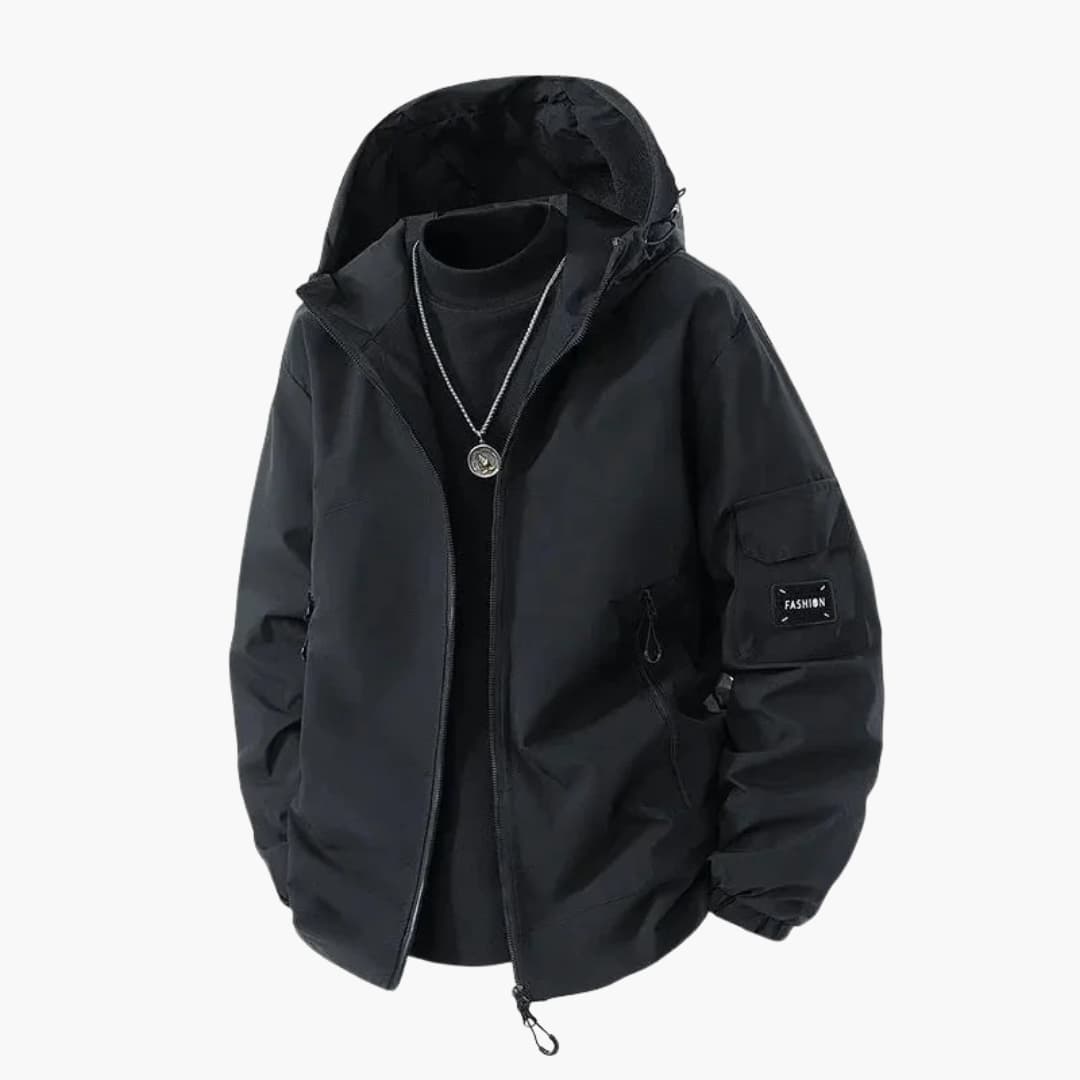 BerlinGlamour | Heren ski-jack met capuchon, rits en meerdere zakken 4