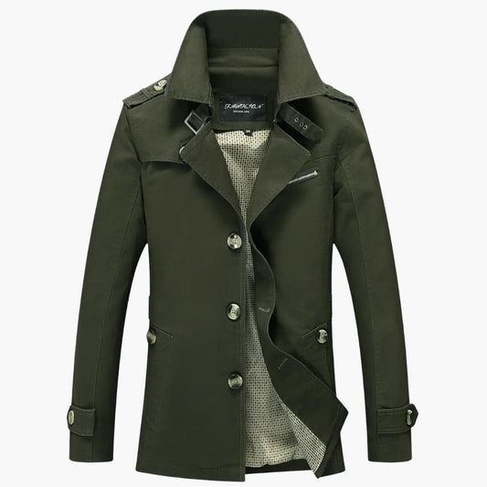 BerlinGlamour | Heren trenchcoat met riem en knoopsluiting 0