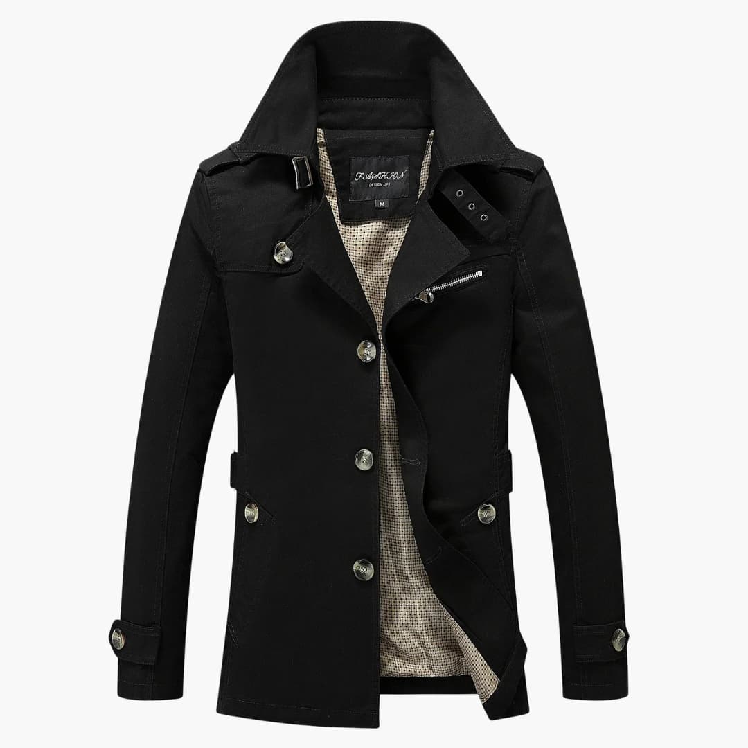 BerlinGlamour | Heren trenchcoat met riem en knoopsluiting 3