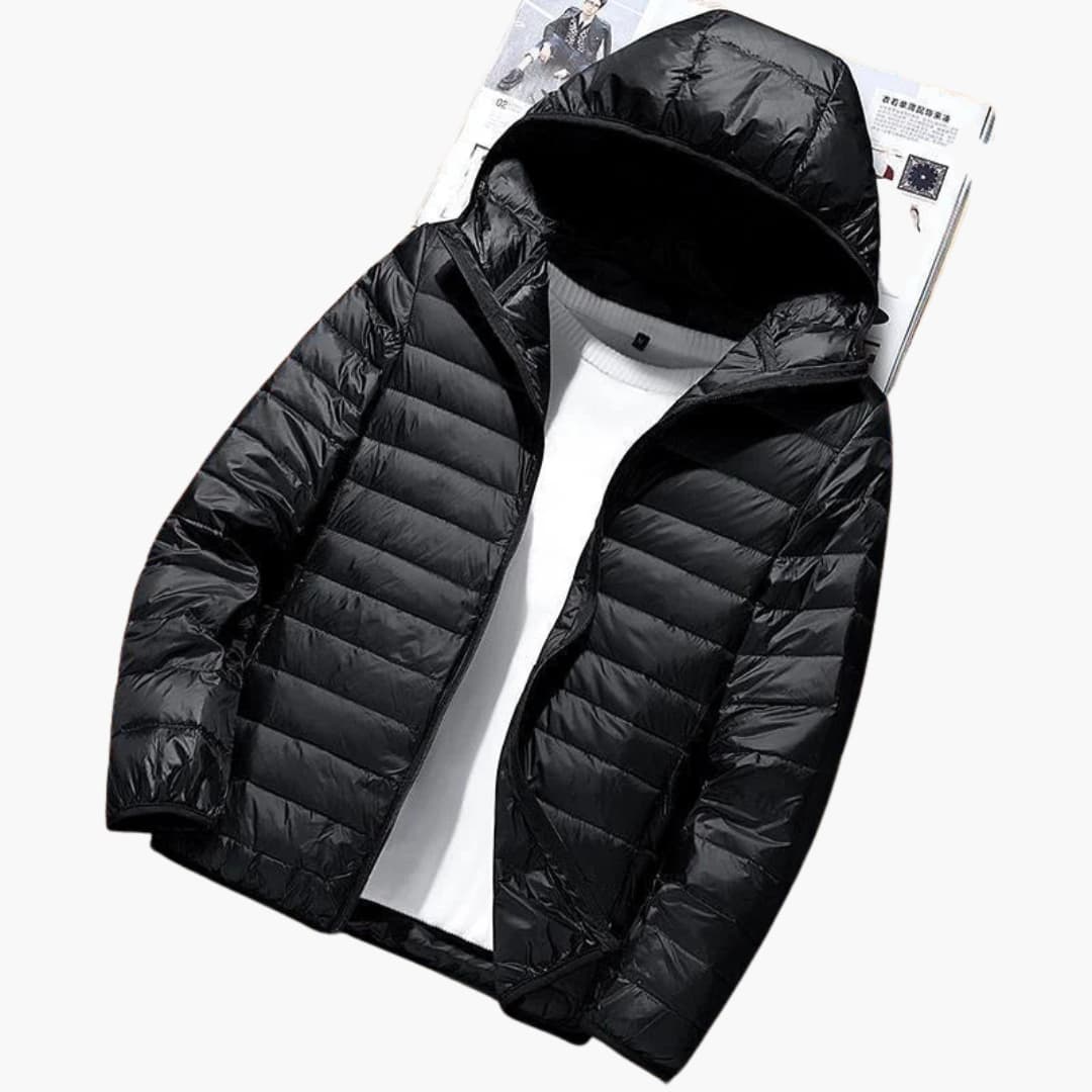 BerlinGlamour | Heren winterjas met capuchon en gewatteerd design 1