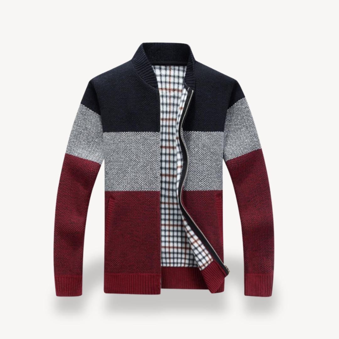 BerlinGlamour | Herencardigan met opstaande kraag en rits 0