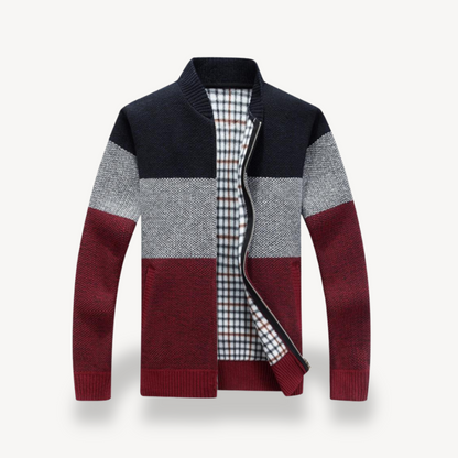 BerlinGlamour | Herencardigan met opstaande kraag en rits 0