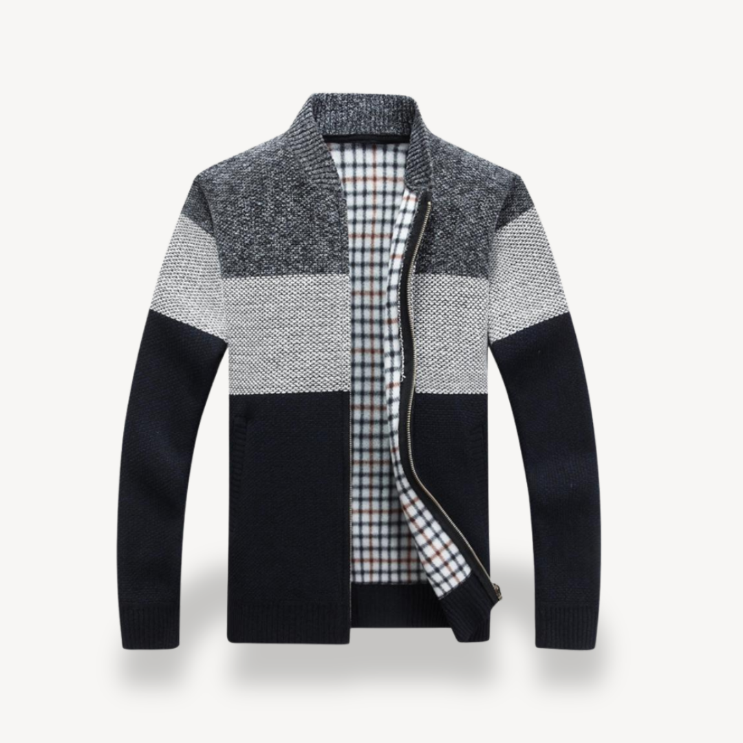 BerlinGlamour | Herencardigan met opstaande kraag en rits 2