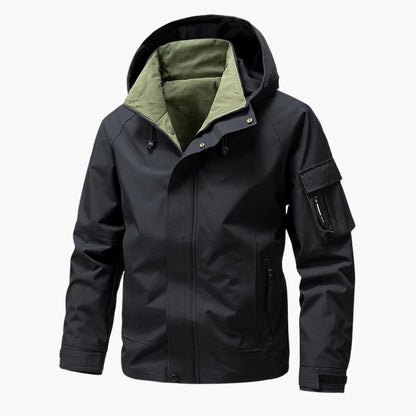 BerlinGlamour | Herenjas met capuchon, ritssluiting aan de voorkant en zijzakken 3