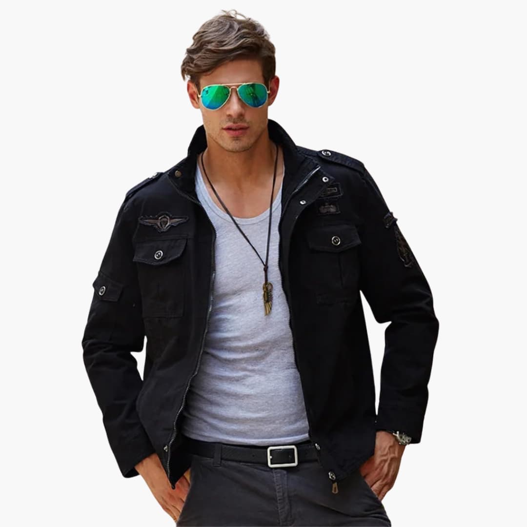 BerlinGlamour | Herenjas met opstaande kraag en meerdere zakken 3