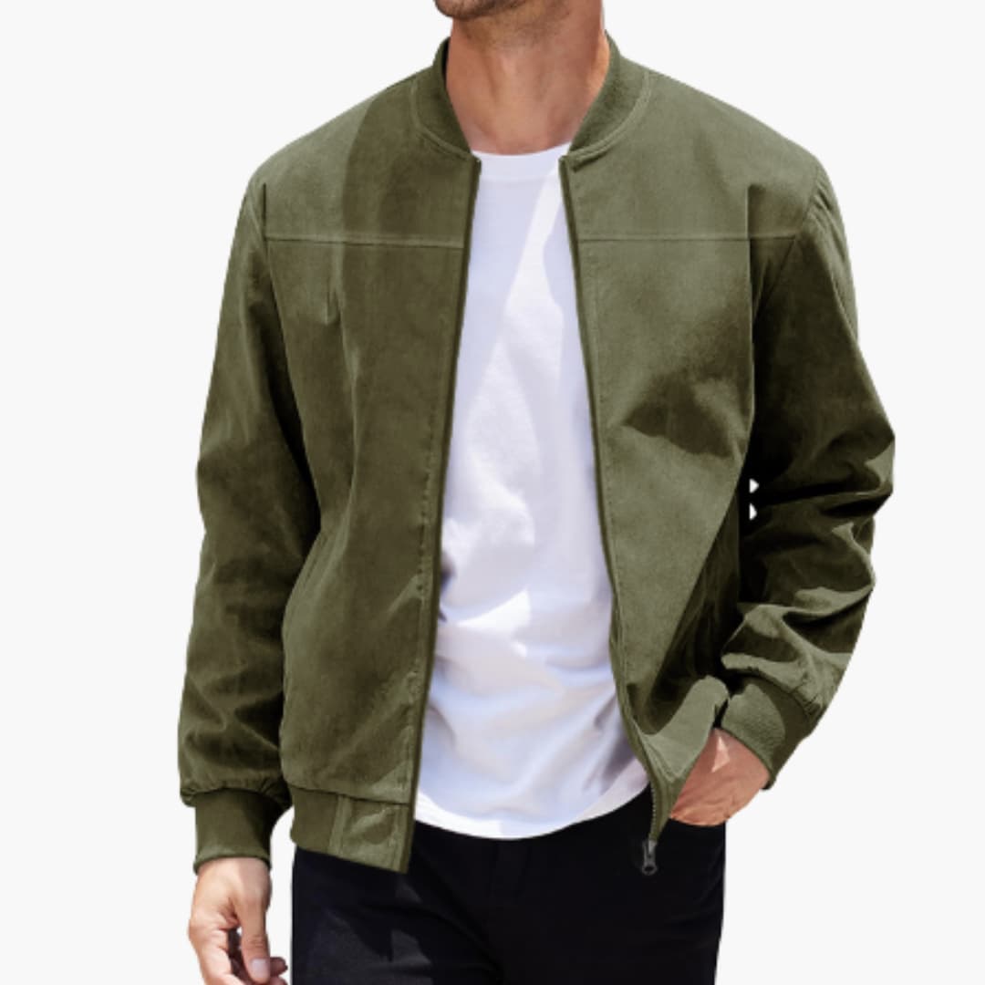 BerlinGlamour | Herenjas met rits, geribbelde zoom en lange mouwen 1