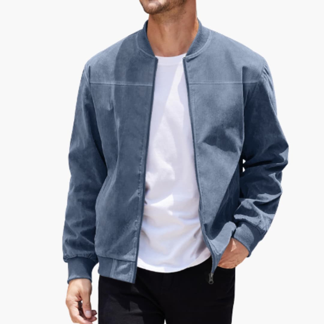 BerlinGlamour | Herenjas met rits, geribbelde zoom en lange mouwen 2