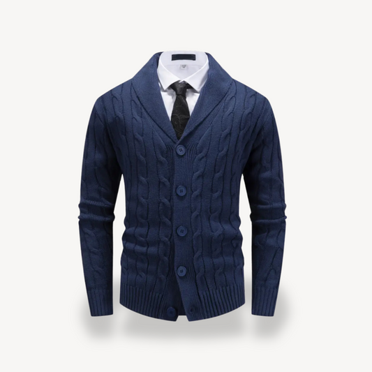 BerlinGlamour | Herenvest met sjaalkraag en kabelpatroon 0