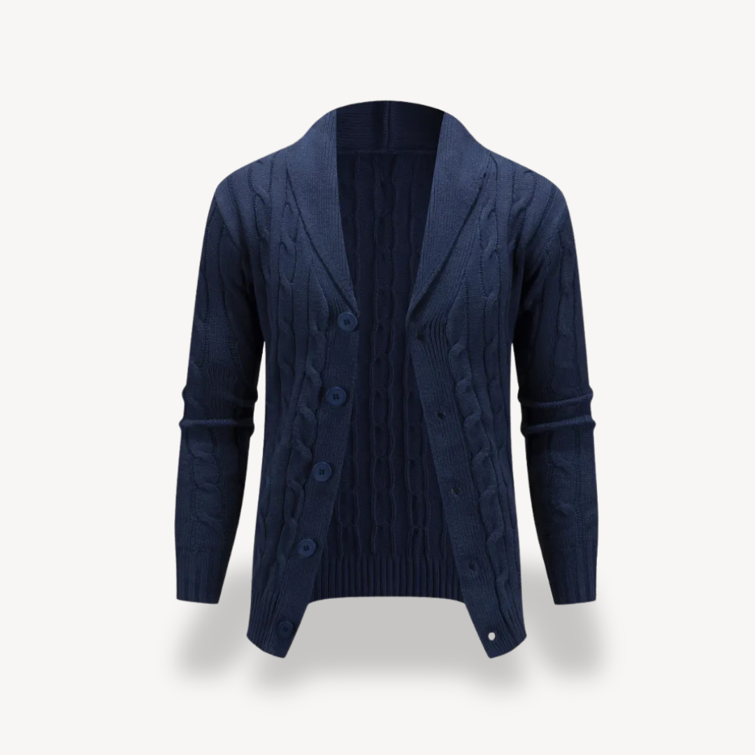 BerlinGlamour | Herenvest met sjaalkraag en kabelpatroon 1