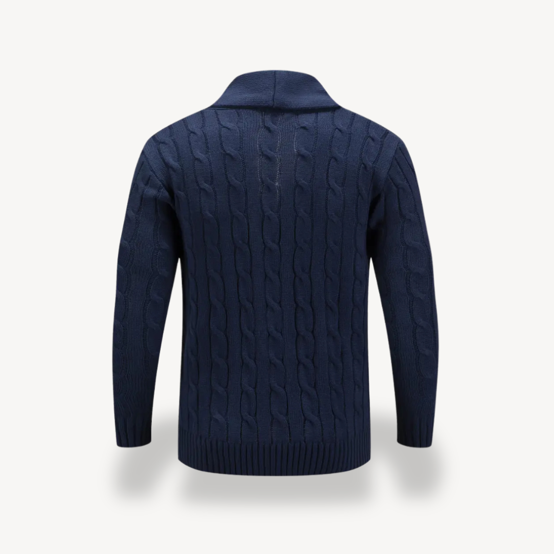 BerlinGlamour | Herenvest met sjaalkraag en kabelpatroon 2