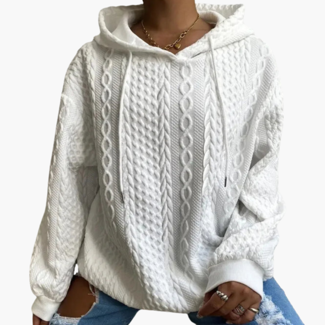 BerlinGlamour | Kabelgebreide hoodie voor dames 3