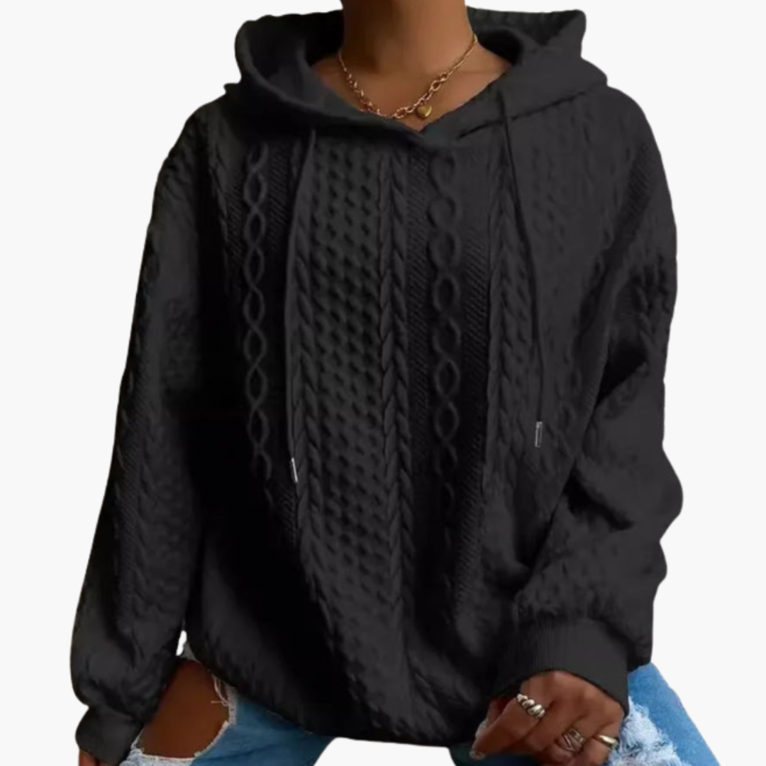 BerlinGlamour | Kabelgebreide hoodie voor dames 5