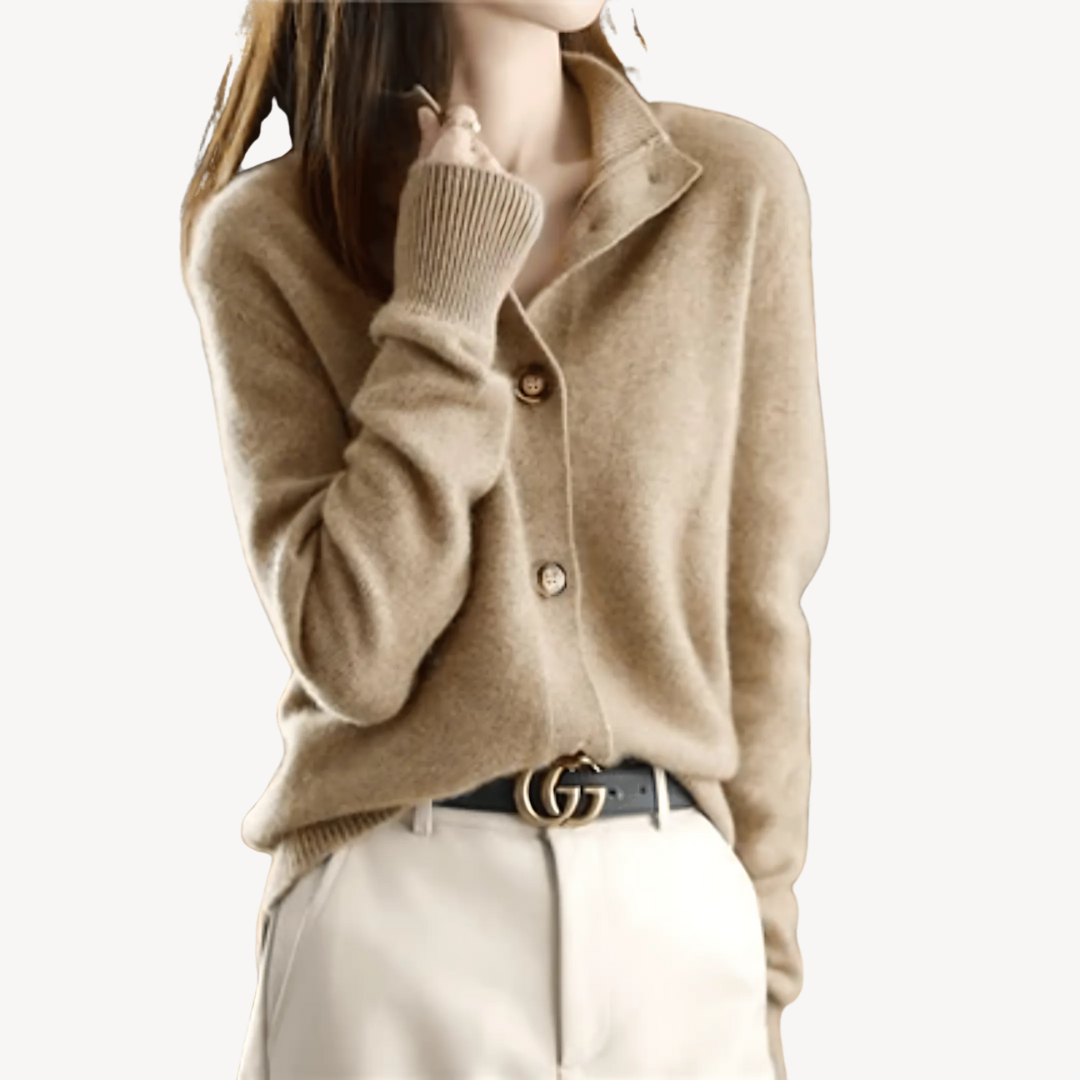 BerlinGlamour | Kasjmiertrui met button-downkraag 0