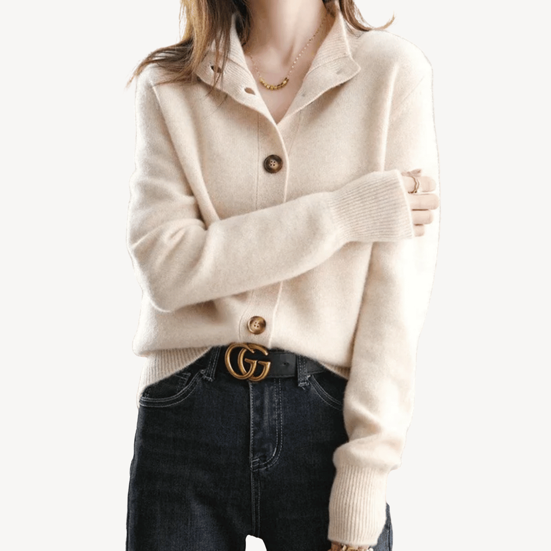 BerlinGlamour | Kasjmiertrui met button-downkraag 3