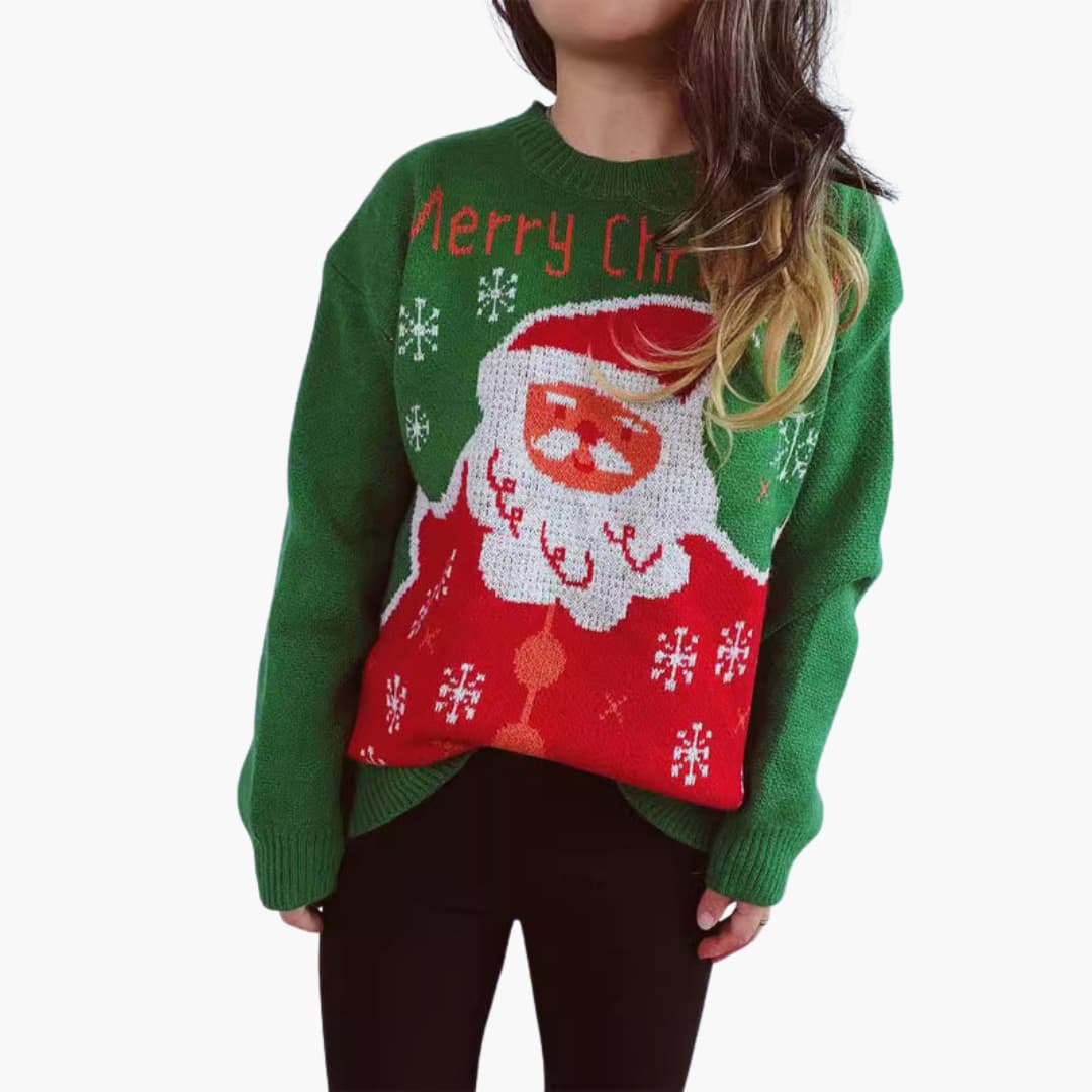 BerlinGlamour | Kersttrui voor dames met feestelijk kerstmanmotief 2
