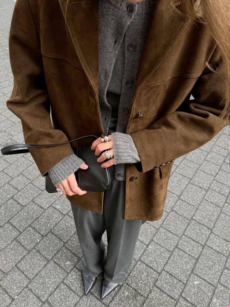 BerlinGlamour | Kort jasje in suède-look voor dames 5