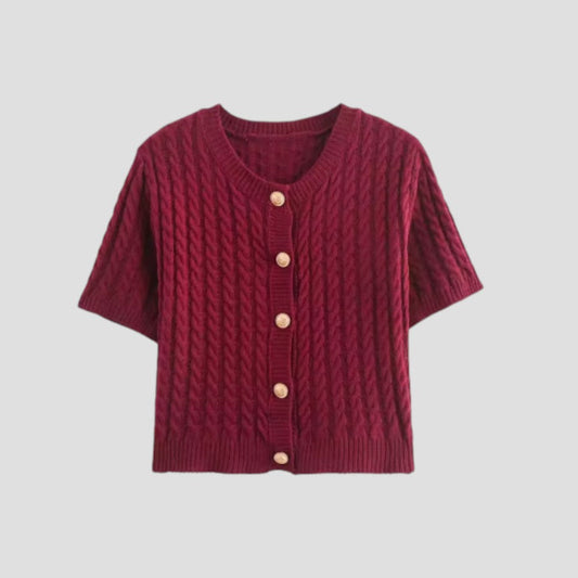 BerlinGlamour | Kort mouwen vest voor dames met knoopsluiting 0