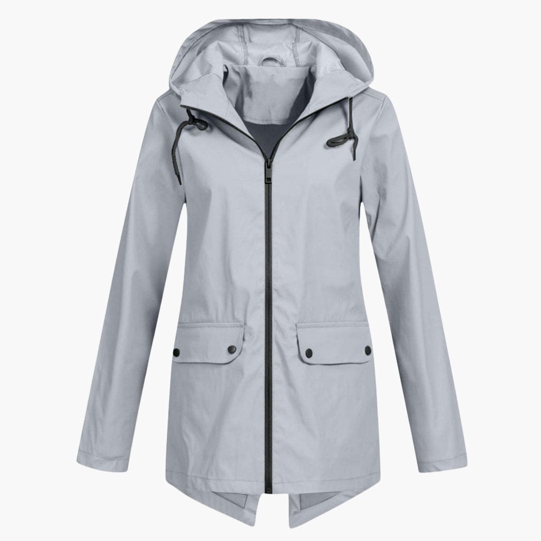 BerlinGlamour | Korte regenjas voor dames met capuchon en rits 10