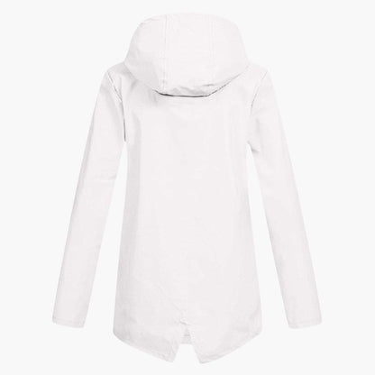 BerlinGlamour | Korte regenjas voor dames met capuchon en rits 8